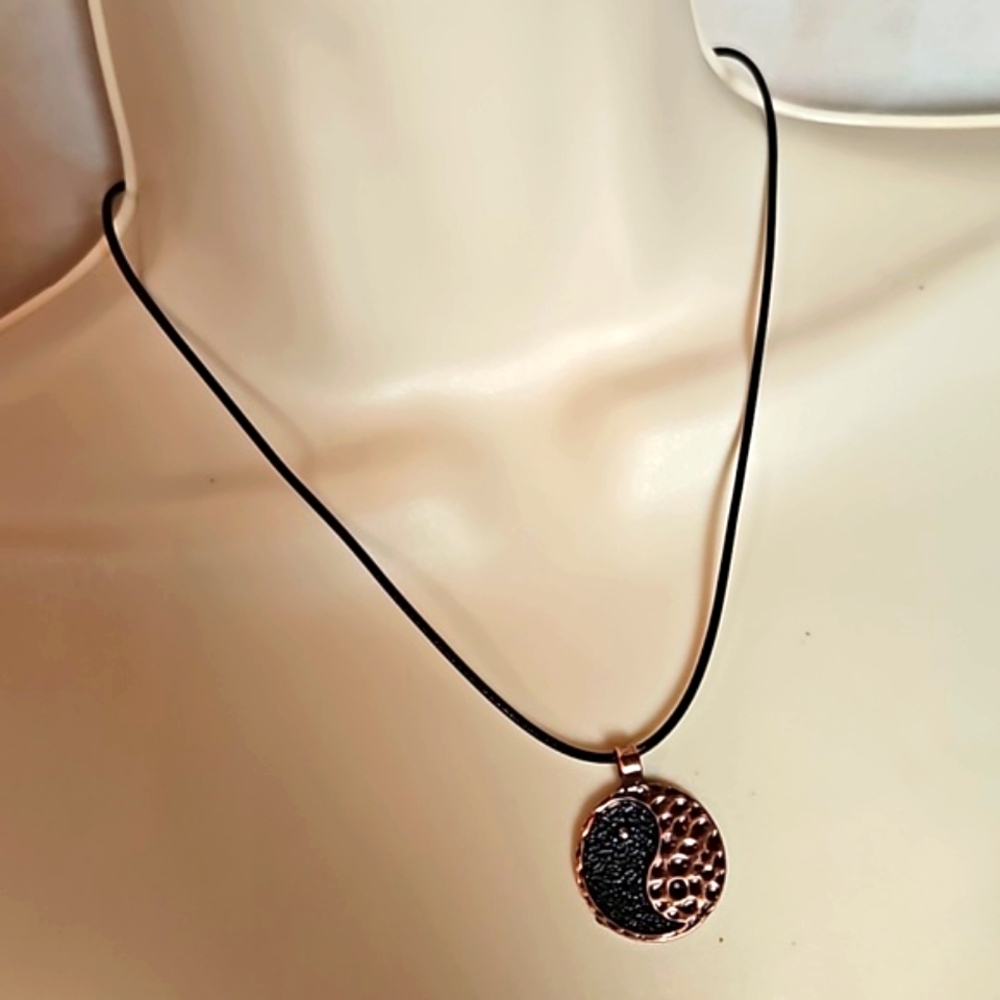 Black and Copper Ying Yang Necklace